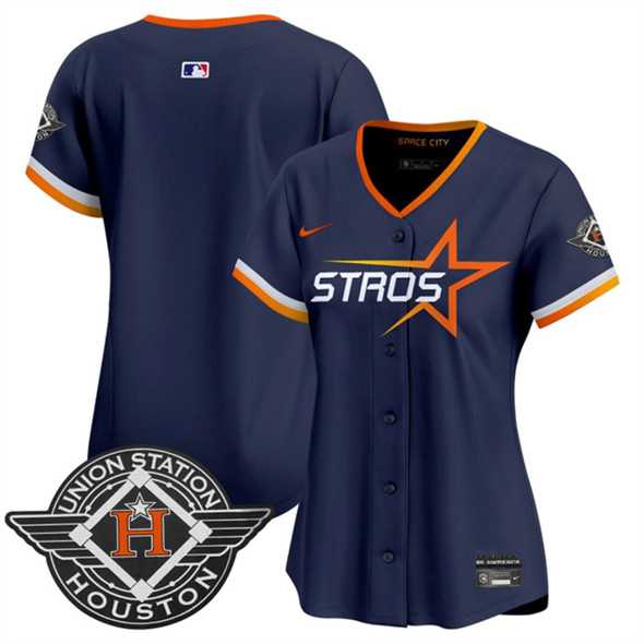 Women%27s Houston Astros Blank Navy 2025 City Connect Limited Stitched Jersey Dzhi